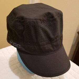 Asics Unisex Solid Black Cadet Cap Military Style Hat Lightweight Athletic Run